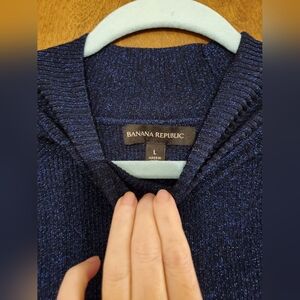 Banana Republic Sparkly midnight-blue funnel-neck sweater, size L